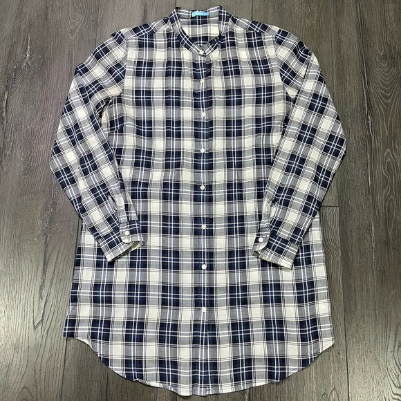 J. McLaughlin Tops - J Mclaughlin Tunic Women XL Shirt Plaid Band Collar Pockets Lightweight Boho Mom